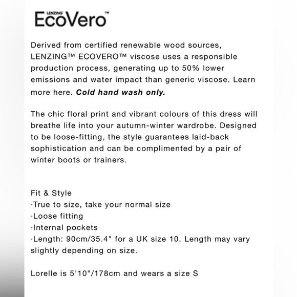 Whistles Green Winter Ditsy Sack Floral Pocket Relaxed Renewable Boho Dress S - Picture 14 of 14